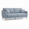 Canapé 3 places en tissu gris bleu avec 2 coussins, 190 × 82 × 84 cm