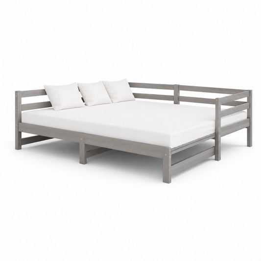 Lit-canapé double 180 × 200 cm en bois massif de pin gris avec rives