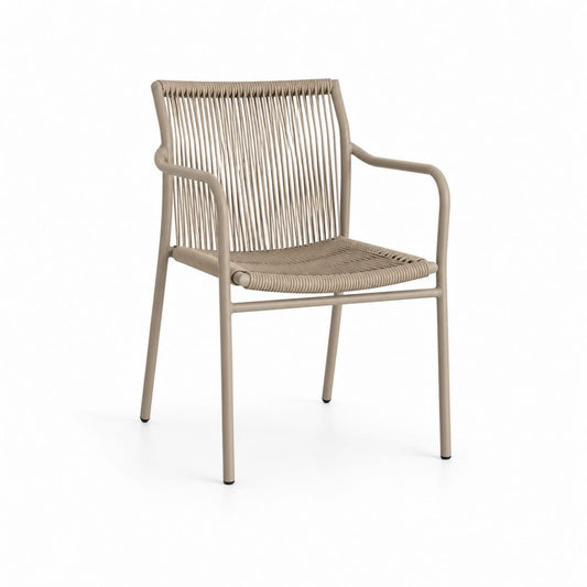 Chaise de jardin avec accoudoirs en aluminium et corde en polypropylène tourterelle, 58 × 59 × 82 cm